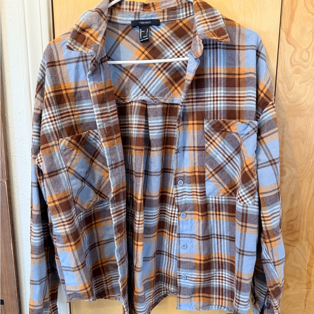 Forever 21 Brown & Blue Flannel Shirt